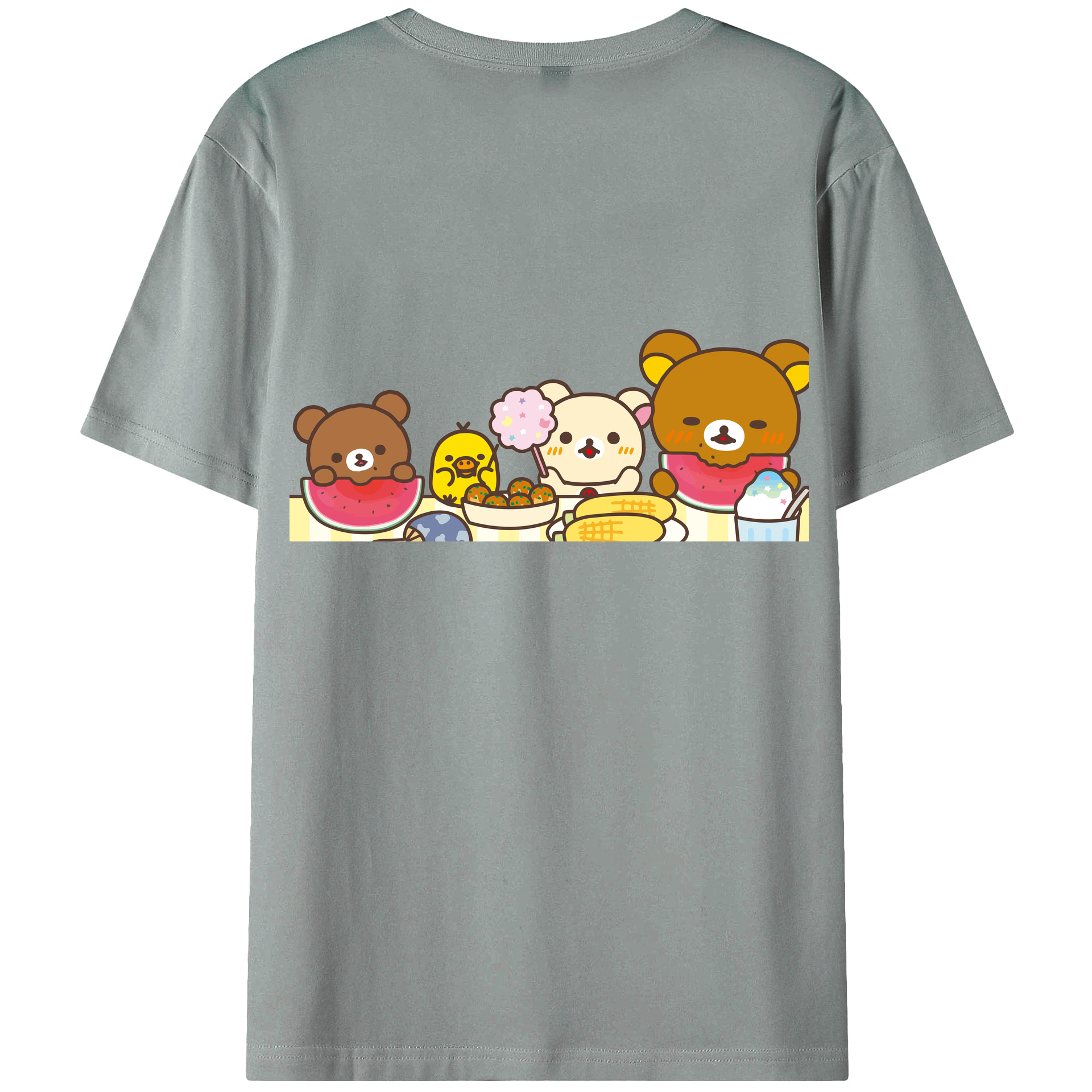 （画像用） リラックマ リラックマ キイロイトリ Rilakkuma Korilakkuma Kiiroitori 綿100％ メンズ半袖Tシャツ（バックプリント） 通気性